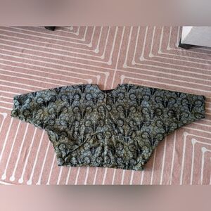 Vintage Style Afrocentric Batik Inspired Boxy Crop Top Wide Sleeve Handmade